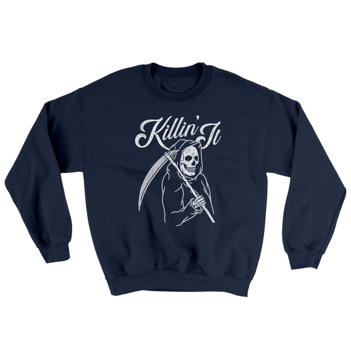 Killin' It Ugly Sweater Crewneck Sweatshirt 50/50 Cotton Poly Blend Loose Fit