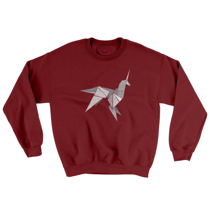 Origami Unicorn Ugly Sweater Crewneck Sweatshirt 50/50 Cotton Poly Loose Fit