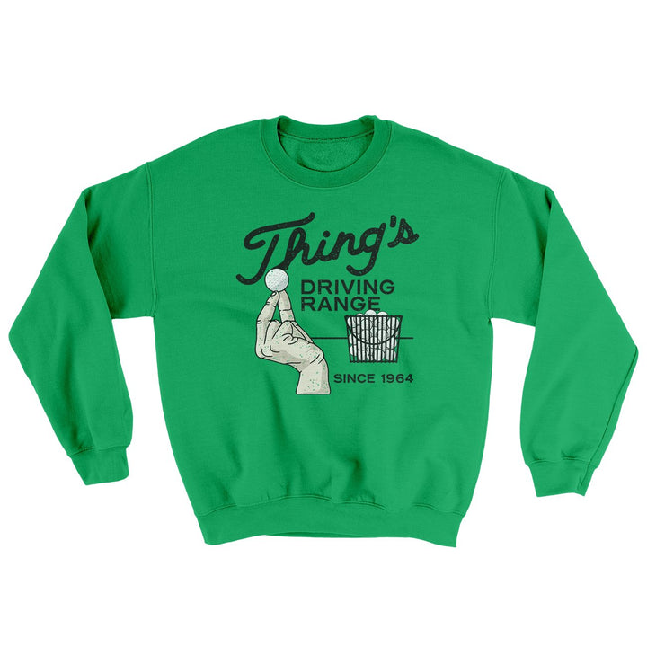 Thing's Driving Range Ugly Sweater Crewneck Sweatshirt 50/50 Cotton Poly Loose Fit