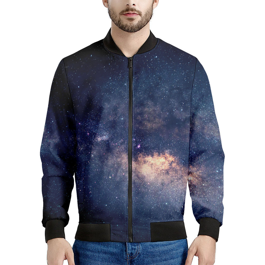 Dark Milky Way Galaxy Space Print Men's Bomber Jacket