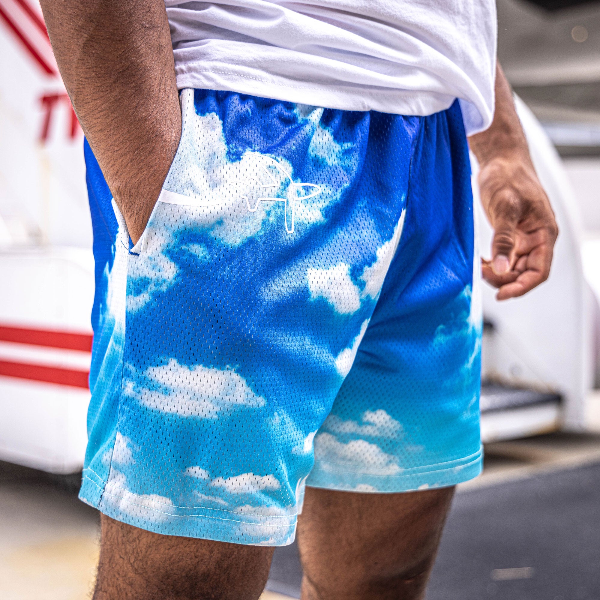 Dream Chaser Mesh Shorts - Cloud Pattern, 5" Inseam, 100% Polyester Athletic Shorts