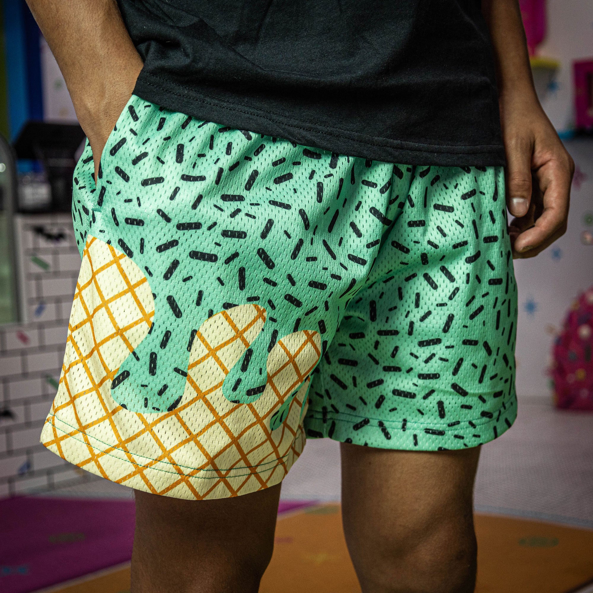 Ice Cream Shorts - Mint Baseball Lifestyle Mesh Shorts with Pockets