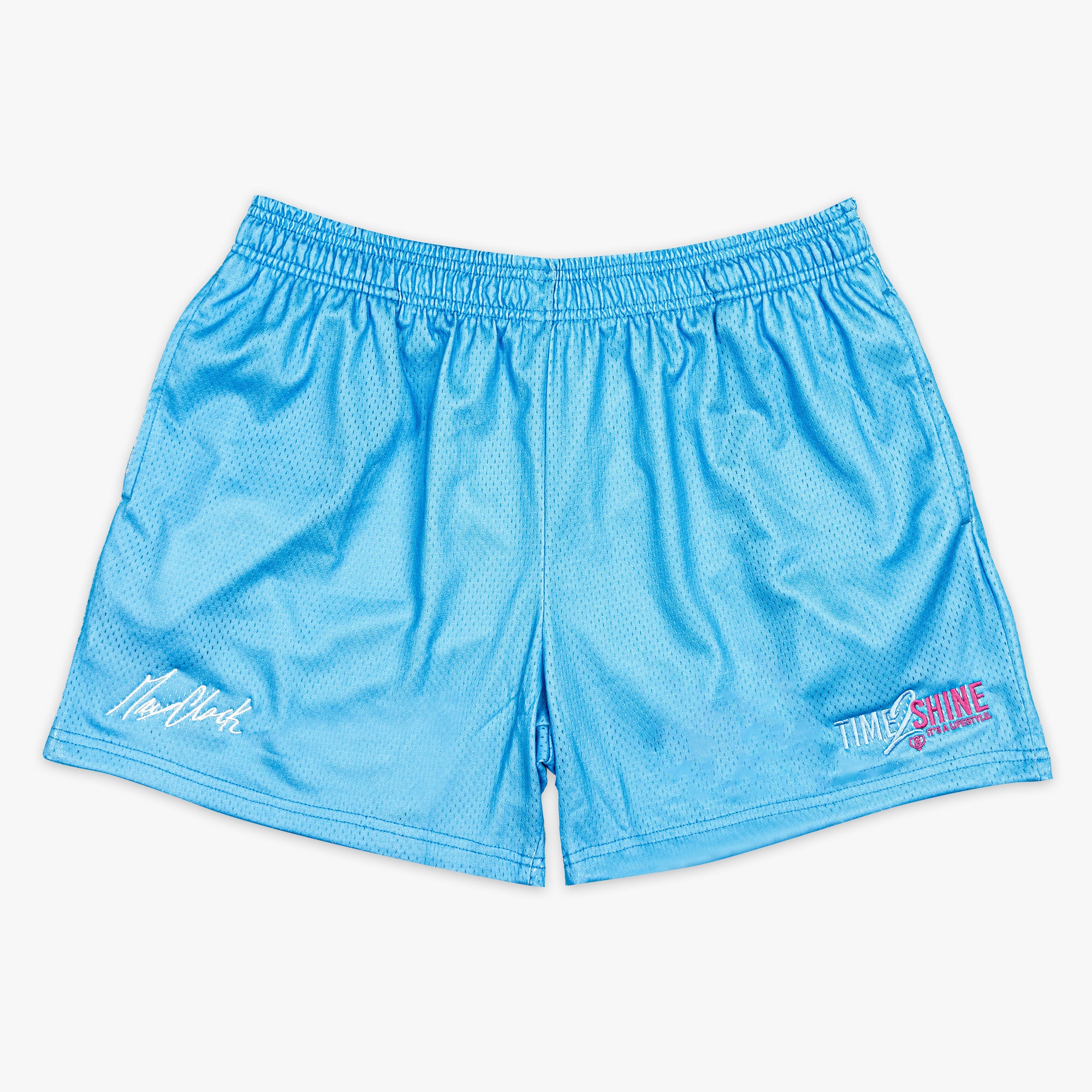 Max Clark Time 2 Shine Blue Mesh Baseball Shorts - 5 Inch Inseam