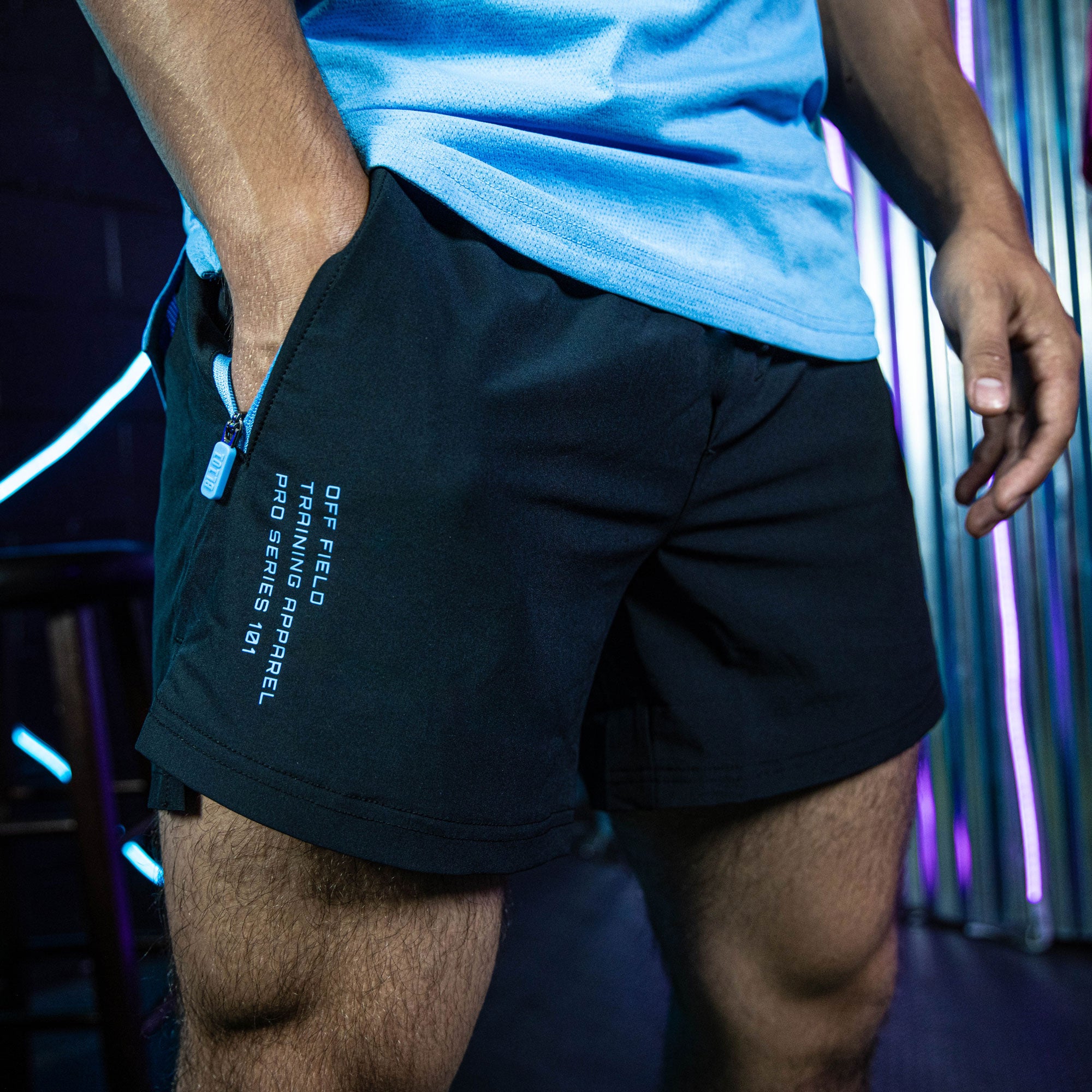 Pro Series Shorts V2 Black Light Blue Baseball Athletic Shorts Men's