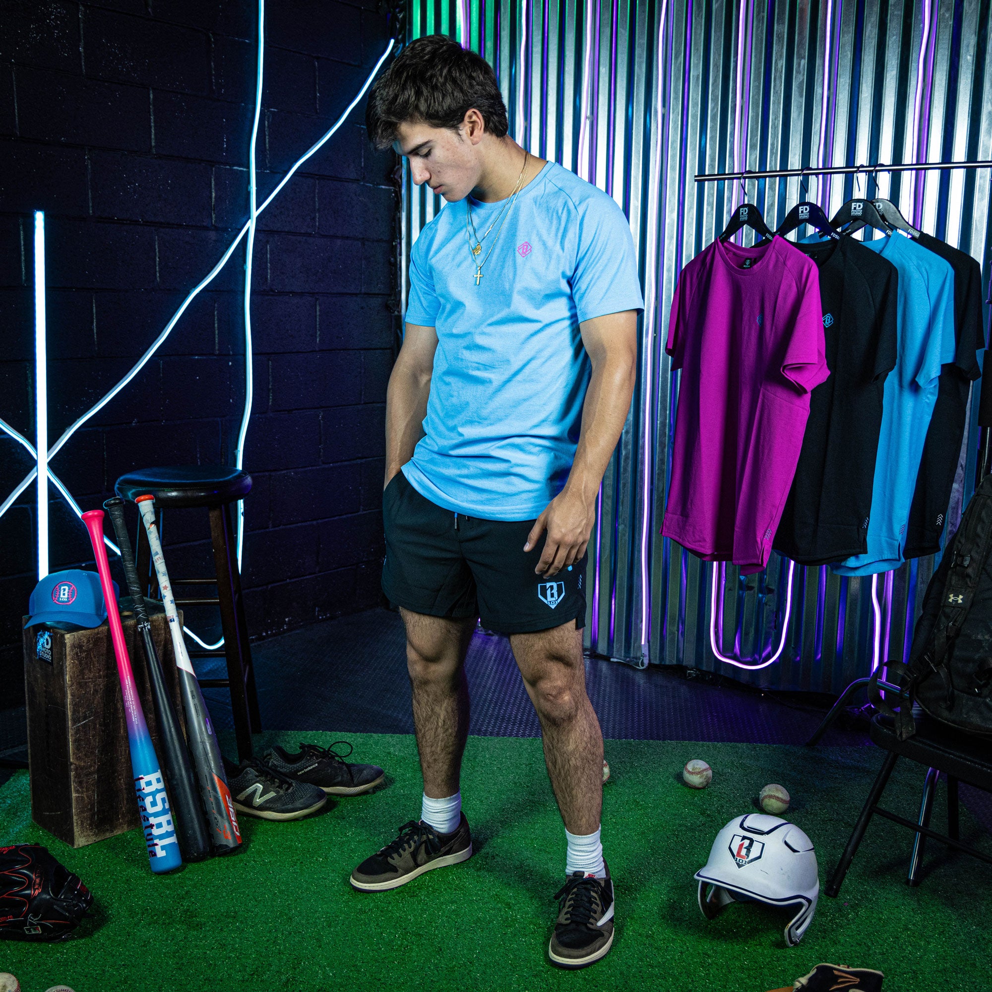 Pro Series Shorts V2 Black Light Blue Baseball Athletic Shorts Men's