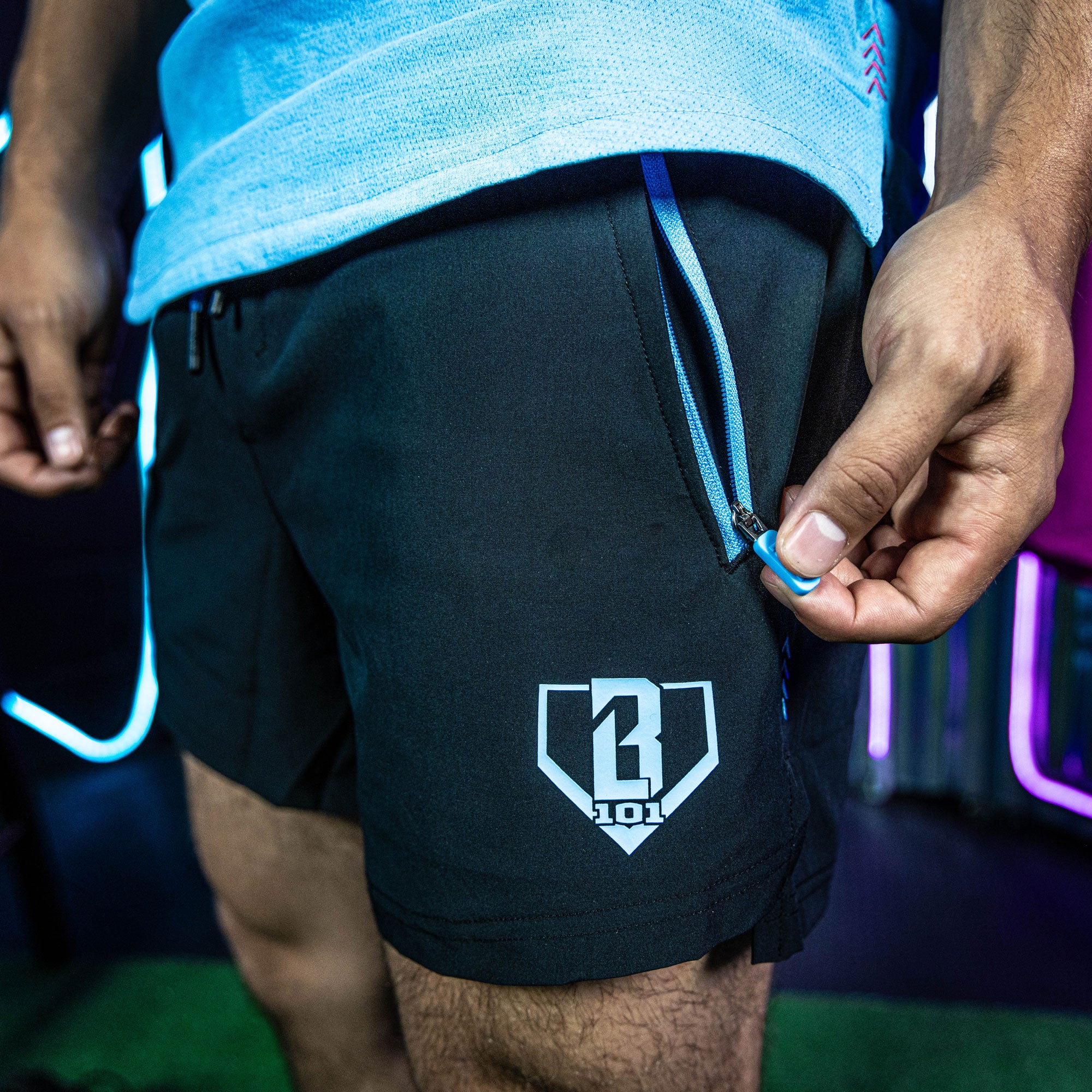 Pro Series Shorts V2 Black Light Blue Baseball Athletic Shorts Men's