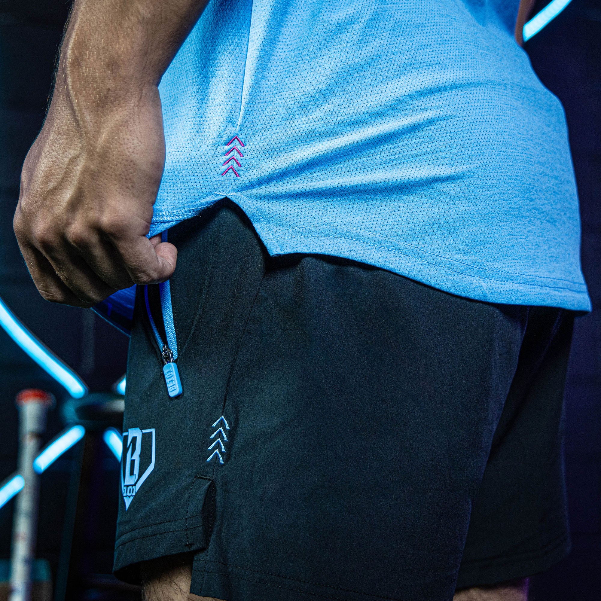 Pro Series Shorts V2 Black Light Blue Baseball Athletic Shorts Men's
