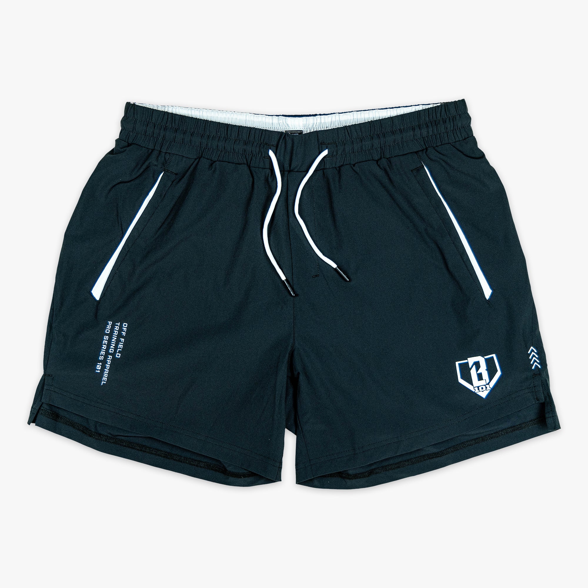 Pro Series Shorts V2 Black/White Baseball Athletic Shorts - 5 Inch Inseam