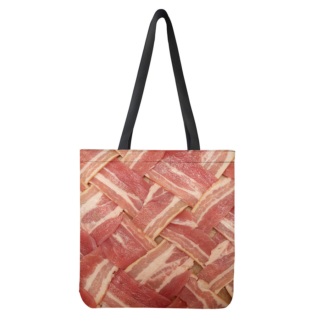 Weaving Bacon Print Tote Bag - Polyester Double-Sided Shoulder Carry