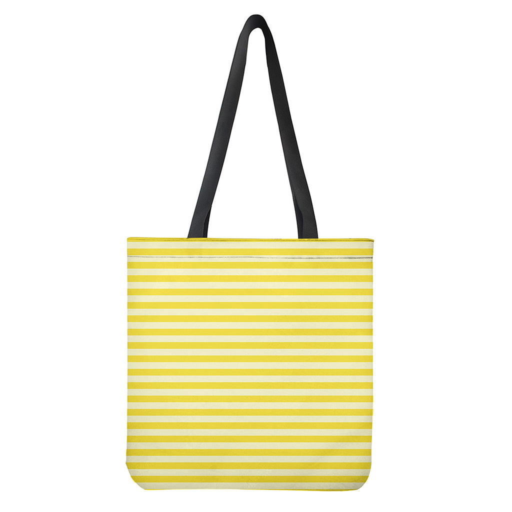 Yellow Striped Pattern Print Polyester Tote Bag Double-Sided Print