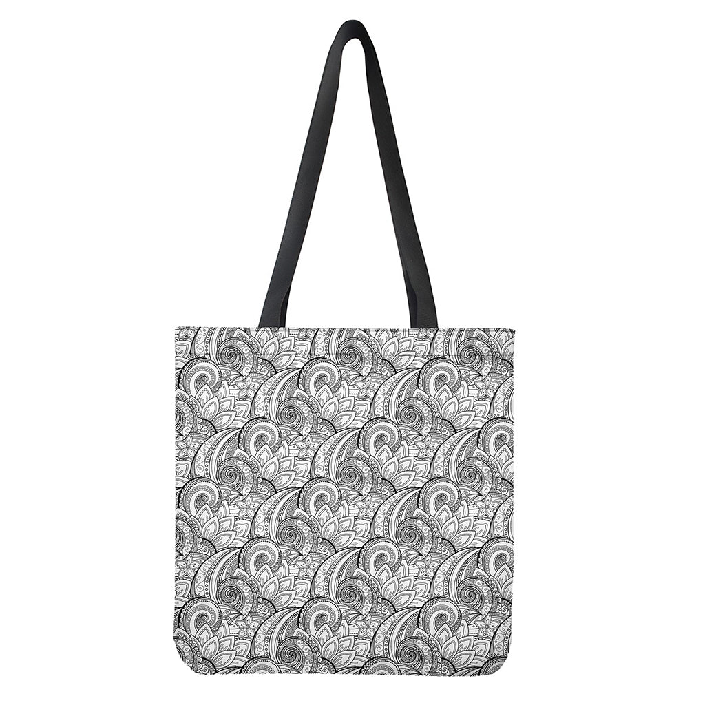 Zentangle Flower Pattern Print Tote Bag - Polyester Double-Sided Lightweight